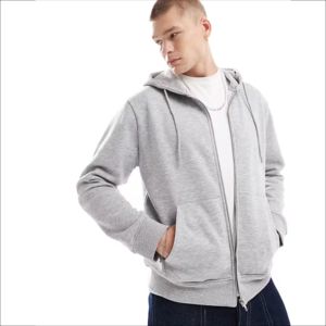 Sweat-shirts à capuche vintage de qualité supérieure avec fermeture éclair, broderie personnalisée, impression sérigraphique, strass, 100% coton, durables, pour hommes - Product Image 1