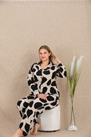 Ensemble de pyjama décontracté en viscose tricotée turque, taille plus, simple et doux pour femmes, vêtements de nuit à manches longues boutonnées, fabriqué en Turquie, haute qualité