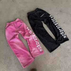 Pantalon de survêtement en molleton brodé personnalisé pour homme, taille élastique avec cordon de serrage, coupe évasée avec bande latérale, tenue décontractée pour l'automne - Product Image 3