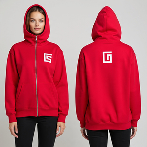 Sweat à capuche en polaire à fermeture éclair de haute qualité pour les femmes avec logo personnalisé avant ou arrière et fermeture éclair surdimensionnée 100% coton pour les femmes - Product Image 1