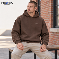Sweat à capuche oversize marron minimaliste pour homme avec logo personnalisé, épaules tombantes, vente en gros pour streetwear décontracté