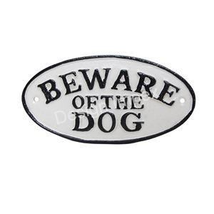 Beware of the Dog Plaque Home Garden Street Wall Mounted Oval Sign Decorative Metal Custom <b>Signs</b> Other Decoration Crafts - Product Image 1