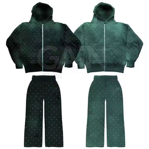 Chándal de Invierno para Hombre con Capucha y Pedrería, Transpirable, Cálido y de Secado Rápido, con Logotipo Personalizado, MOQ Bajo - Product Image 6