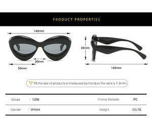 Trendy Western Style Cat-<b>eye</b> Sunglasses UV400 Protection Full Rim <b>Candy</b> Colored Frames for Women or Men - Product Image 3