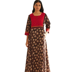 Nouvel arrivage de coton imprimé d'été à la mode de trois quarts de plancher longueur de bohème long maxi pour dames - Product Image 2