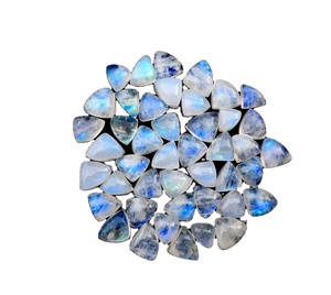 หินมูนสโตนธรรมชาติสีรุ้ง,พลอยทรงหลวมสีน้ำเงินผิวเรียบรูปแฟนซีจำนวน10ชิ้น - Product Image 1