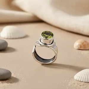 925 Platinum Silver <b>Statement</b> <b>Ring</b> for Women Geometric Cluster Fine Jewelry Natural Stone Rhodium Plated Gemstone Cluster <b>Ring</b> - Product Image 2