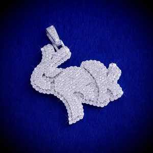 Colgante de Letra con Moissanita VVS, Plata 925, Engaste Mosaico Galaxia, Iniciales Personalizadas, Estilo Hip Hop - Product Image 4