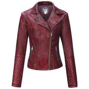 UNIQUE GYM WEAR Chaqueta de Cuero Sintético para Mujer, Impermeable, Transpirable, Ecológica, Reversible, Acolchada, Cortavientos, con Cierre Completo - Product Image 1