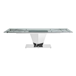 New Extendable Square Glass Top Metal <b>Dining</b> <b>Table</b> for Home & Hotel Use Modern Design Above 10 Seating Capacity <b>Dining</b> <b>Table</b> - Product Image 2