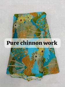 pure viscose chinnon position print with <b>embroidery</b> silk very soft <b>material</b> - Product Image 2
