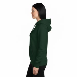 Sweat à capuche unisexe vert foncé coupe ajustée en molleton épais French Terry, avec logo personnalisé, style streetwear, vente en gros - Product Image 4
