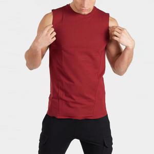 Camiseta de algodón para correr para hombre al por mayor, camiseta sin mangas atlética con logotipo personalizado, camiseta sin mangas de punto para entrenamiento muscular, ropa de gimnasio - Product Image 2