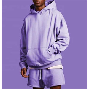Vente en gros Ensemble short et sweat à capuche Ensemble de sweat à capuche brodé de couleur unie pour hommes - Product Image 5