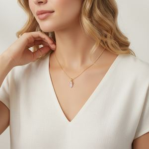 Collier en argent sterling avec pendentif en quartz rose en forme de balle plaqué or pour fiançailles, mariage et fête - Product Image 5