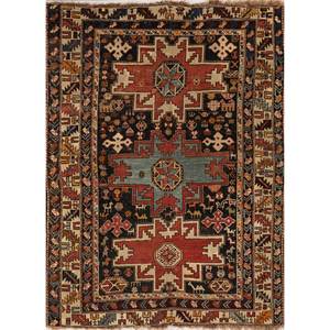 Alfombras de Lana Grandes Aalam, Rectangulares Geométricas Rojas y Naranjas, Hechas a Mano, 9x12, Estilo Clásico para Entrada -Paem-1370 - Product Image 1