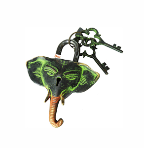 Fully Functional Antique Brass Door Padlock with Unique Collectible <b>Keys</b> Handmade Combination Style Security <b>Locks</b> - Product Image 1