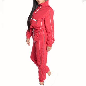 Venta al por mayor de lujo de las mujeres del traje cortavientos mejor Fabricación de correr personalizado de dos piezas de las mujeres de contraste de color cortavientos - Product Image 5