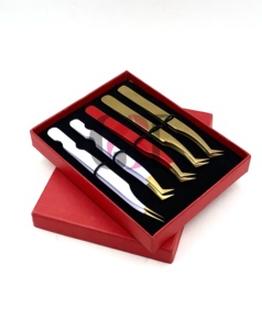 Pince à épiler antistatique GETUP BROSONS IMPEX de haute qualité en acier inoxydable avec pointe dorée et revêtement en poudre isolante blanche - Product Image 2
