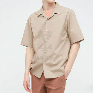 New Design Knitted Cotton/Bamboo Fiber Mesh Short Sleeve Button-Up for Shirts for Men - Product Image 6