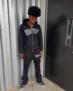 Survêtement coupe-vent personnalisé de haute qualité ensemble deux pièces veste zippée survêtement 100% coton fermeture éclair survêtement hommes survêtements - Product Image 4