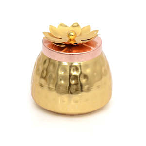 Juego de 2 Botellas de Almacenamiento de 400 ml, Chapadas en Cobre Dorado Martillado, con Tapa Floral, para Frutos Secos/Condimentos, para Uso en Cocina y Restaurantes - Product Image 2