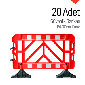 Juego de 20 Barreras de Seguridad Rojas de 150x100cm, Barandilla y Postes para Control de Multitudes en Hoteles, Carreteras y Calles, Material de Hierro y Acero - Product Image 4