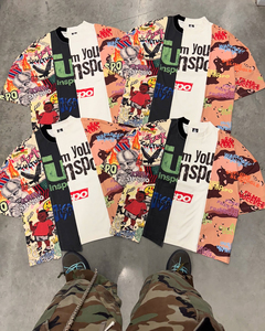 Ropa de calle personalizada camiseta de gran tamaño para hombres diseño de panel de corte y costura con dobladillo irregular hombro caído Boxy Fit camiseta de moda - Product Image 3