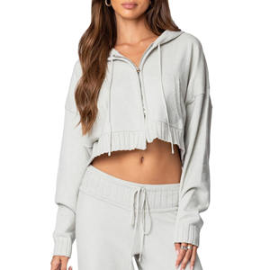 Hauts à capuche en polyester pour femmes, vêtements décontractés de haute qualité, personnalisables, coupe courte, hiver, printemps, prix raisonnable, best-seller - Product Image 4