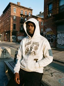 Sudadera Extra Grande con Diseño Desgastado, Parches de Felpa y Estilo Vintage |   Sudadera de Hombre Estilo Urbano, Transpirable para Invierno - Product Image 5