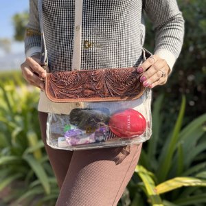 Bolso Transparente de Diseño, Bolso de Cuero con Tallado a Mano, Color Marrón, Bolsos de Cuero Auténtico para Mujer - Product Image 5