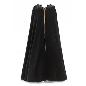 Black Velvet Cloak with Hood robes uniforms | hospital nurse gowns | church pastor gowns embroidered