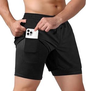 Ventas calientes Fitness 2-en-1 Shorts Pantalones cortos deportivos para hombres Pantalones cortos para correr cómodos y transpirables - Product Image 5