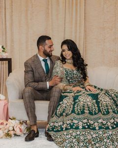 TRENDY & BEAUTIFUL HEAVY EMBROIDERY on BOTTLE GREEN <b>BLOUSE</b> ,LEHENGA WITH STYLISH MEN TUXEDO SUITS for GROOM @ 2024 - Product Image 2