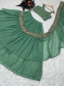Bruiloft En Feestkleding Nieuwste Moderne Stijl Faux Georgette Klaar Om <span class=keywords><strong>Saree</strong></span> Dames Mode Groothandel Uit India Te Dragen - Product Image 4