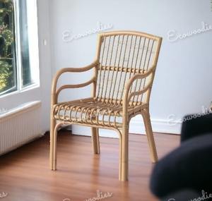 Silla de mimbre de lujo de diseño, silla de comedor de ratán tejido con asiento y respaldo de caña, muebles bohemios cómodos para el hogar o la Cafetería - Product Image 3