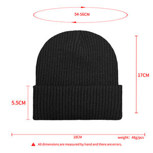 promotionWholesale <b>Beanie</b> Hats Custom Logo Plain Color Unisex Knitted Cuff Winter <b>Beanie</b> Hat - Product Image 2