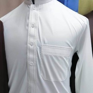 Robe pour hommes, thobe, coton et lin, col en V, manches longues, style musulman, décontracté, islamique, dubaï, offre spéciale, - Product Image 3