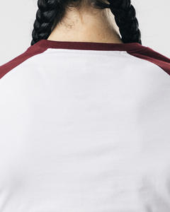 เสื้อยืดเบสบอลแขน3/4แขนเสื้อ Raglan สำหรับผู้หญิงเสื้อยืดตัดขอบ unisex - Product Image 6