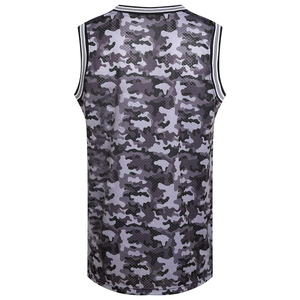 Personnalisable Réversible Basketball Jersey Nouveau Style Respirant Polyester Gris Camouflage Plus Size Vente en Gros - Product Image 2