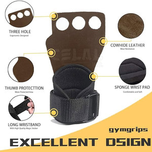 Empuñaduras de cuero de alta calidad para ropa de gimnasio Empuñaduras de cuero de fabricante de Pakistán Empuñaduras de cuero Moq bajo - Product Image 2
