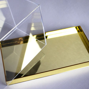 Tùy chỉnh kích thước rõ ràng Acrylic hiển thị đứng hộp hình hoa <span class=keywords><strong>plexiglass</strong></span> trường hợp trong suốt PMMA Bìa Vàng gương cơ sở Acrylic Hộp - Product Image 4