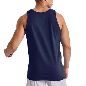Débardeurs de fitness sans manches pour homme avec logo personnalisé prix de gros maillot de corps uni en coton/polyester respirant grande taille - Product Image 2