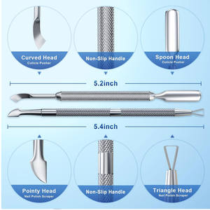 INNOVAMED Juego de 2 piezas de esmalte de uñas Removedor de piel muerta Empujadores de cutículas de acero inoxidable - Product Image 2