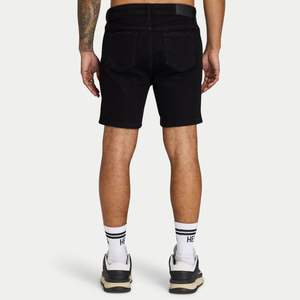 Pantalones cortos ajustados para hombre, vaquero negro, cintura media, dobladillo limpio, corte clásico, ropa de calle de estilo veraniego para todos los días, aspecto informal inteligente - Product Image 3