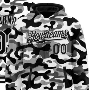 Chaqueta con Capucha Personalizada de Camuflaje Blanco y Negro, Estilo Bomber 3D, Cierre Completo, Estilo Universitario, Homenaje al Servicio, Transpirable, 100% Algodón - Product Image 2