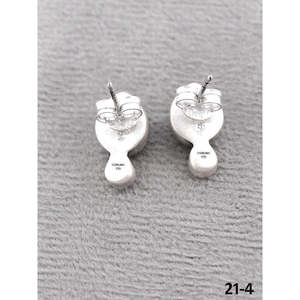 Southwest Style Turquoise & <b>Sterling</b> <b>Silver</b> <b>Stud</b> Earrings Vintage Bezel Setting with Pearl and Diamond for Parties - Product Image 2