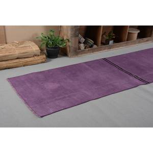 Alfombra turca rectangular grande Vintage moderna de 2,9x13,4 pies, diseño de retazos morados, respaldo de látex de lana para entrada, pasillo y habitación - Product Image 5