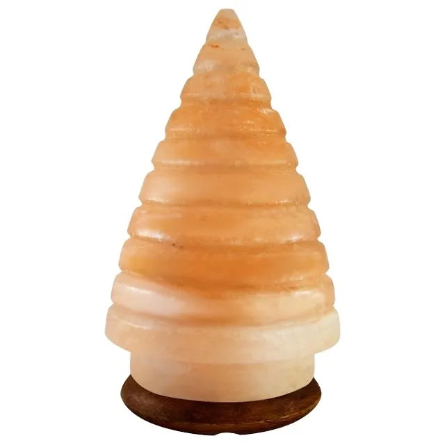 Lampe de sel rose de roche en cristal de l'Himalaya en forme d'arbre de Noël de qualité supérieure avec base en bois logo de personnalisation de style OEM ODM