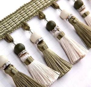 VICTOR Beaded Ball <b>Tassel</b> Fringe <b>Trim</b> - Product Image 2
